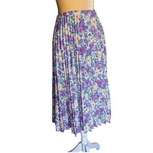 Baroness Waynes Midi Skirt Women Size 12 Purple Pleated Pull On Comfort USA